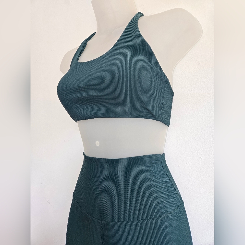 Beach Riot Ribbed Active Teal Turquoise Set - Size XS